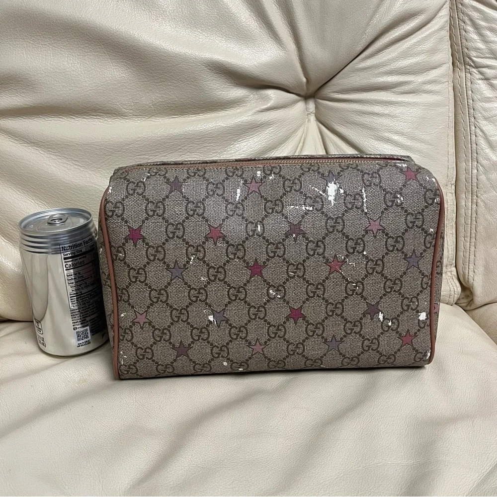 GUCCI SUPREME Star Print Zipper Cosmetic Pouch Make Up Bag